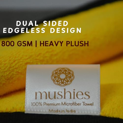 Image of MUSHIES 800 GSM Microfiber Cloth (40x40 cm, Pack of 4) Double Layered Highly Absorbent Heavy Plush Microfibre Towel Cloth for Car Cleaning, Washing, Drying, Polishing & Detailing (Brown)