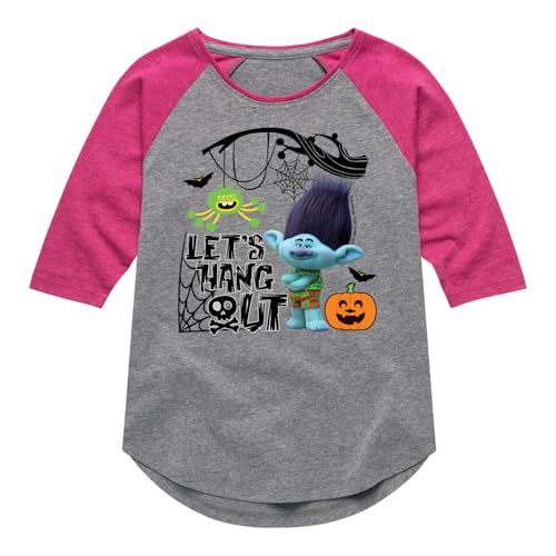 HYBRID APPAREL Trolls - Lets Hang Out Branch - Toddler & Youth Girls Raglan Graphic T-Shirt