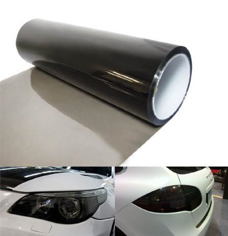 Image of KOMAS 12 inch X 48 inch Tint Vinyl Film Sticker Sheet Roll for Car Headlight, Tail Lights, Fog Lights with Squeegee + Cutter (Glossy Light Black)