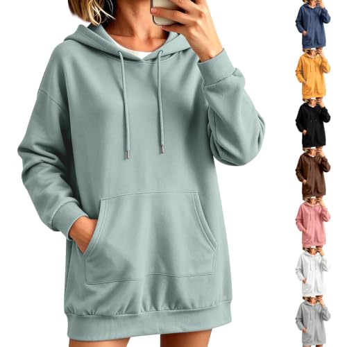Image of Hoodies Dresses for Women UK Oversized Basic Warm Long Sleeved Sweatshirts