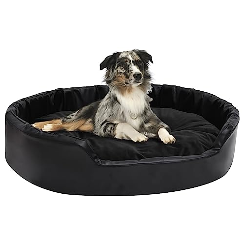 Camerina Hundebett, schwarz, 90 x 79 x 20 cm, Plüsch und Kunstleder, bequemes Hundebett, Bettwäsche für Hunde, Haustierbedarf, Hundebedarf (SPU: 171263)