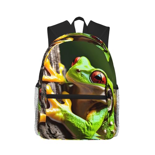 Sac à dos polyvalent noir haut de gamme avec son imprimé grenouille d'arbre exclusif