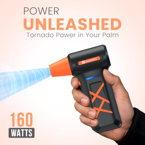 Image of Portronics Tornado Plus Handheld High-Speed Air Duster With Upto 1,30,000 RPM, Type-C Rechargeable, BLDC Motor, 3 Speed Control, LED Indicator, Multiple Nozzle Attachments, for Car Cleaning, PC & Home