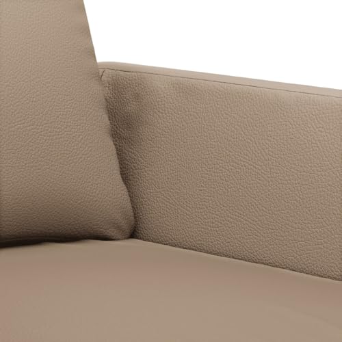 vidaXL Sofagarnitur 4-TLG., Sessel Couch mit Kissen Fußhocker, Sofa Wohnzimmersofa mit Armlehnen, Couchgarnitur Designsofa Sitzmöbel Polstermöbel, Cappuccino-Braun Kunstleder – Bild 8