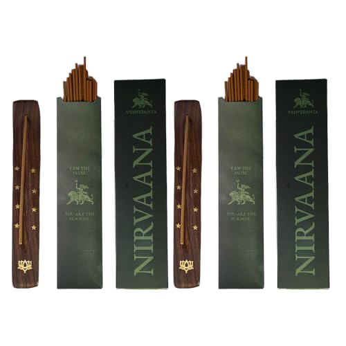 Image of Nirvaana Luxury Incense Sticks | 60 Bambooless Incense Sticks | Pure Sheesham Wood Stand | Long Lasting Fragrance | Complete Sensory Journey | Ethically Crafted | Pack of 2