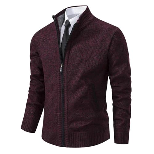 Men Cardigan Slim Fit Knitted Sweater Solid Long Sleeve Zipper Sweatercoat3