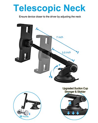 Woleyi Dashboard Car Tablet Mount, Telescopic Tube Suction Cup Car Tablet & Phone Holder For Ipad Pro 9.7, 11, 12.9 / Air Mini 5 4 3 2, Galaxy Tabs, Iphone Series, More 4-13" Cell Phones And Tablets #TOP2