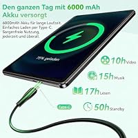 Tablet 10 Zoll, Android 15 Tablet mit Hülle, 24GB RAM + 128GB ROM, 1TB TF Erweiterbar, T615 Octa-Core, 1280x800 HD IPS Display, Widevine L1, 6000mAh Akku, Face ID, Dual Kamera 5MP+8MP, GPS, BT 5.0 – Ansicht 5