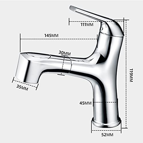 Mitigeur de lavabo extractible noir 2 modes contre les éclaboussures