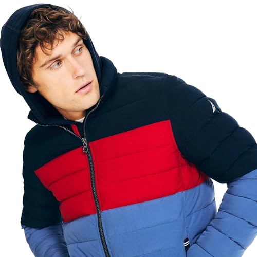 Image of Nautica Men's Reversible Quilted Puffer Jacket -Midweight Mechanical Stretch Winter Coat