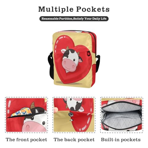 Funny Cartoon Heart Animal Cow small messenger bag for women Crossbody Bags For Women Women's Cross Body Purse Adjustable Strap for Outdoor Daily Outdoor Daily2