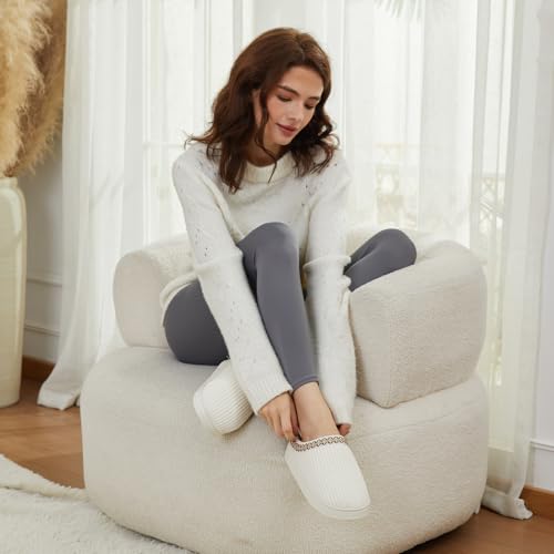 Image of Slippers for Women&Men with Memory Foam Corduroy Closed Toe House Shoes Ladies Winter Warm Comfy Bedroom Women's Slipper Indoor and Outdoor Slip-on Rubber Sole