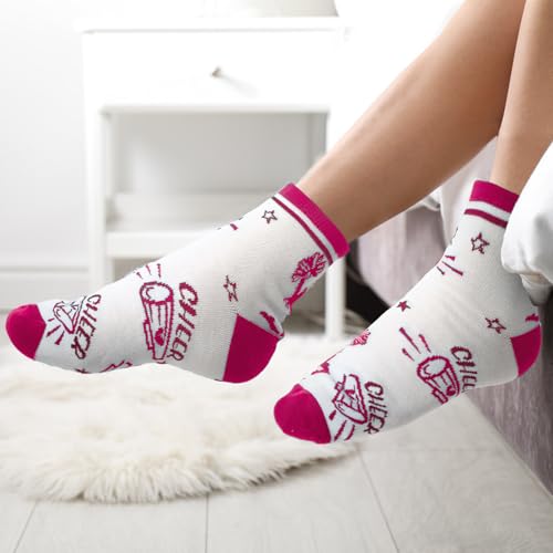 Image of Maiteenly 24 Pairs Ankle Cheer Socks Cheerleading Team Cheerleader Socks for Women Girls Cheer Accessories Gifts