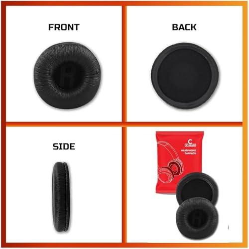 Image of Crysendo 70mm Frog Leather Ear Pads for Zebronics Zeb-Bang, Black, 15mm | Leather replacement headphone cushions for worn earpads; comfortable daily headset use; easy-fit replacement design; Black