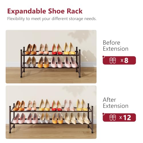 Tajsoon Schuhregal klein, Schuhregal ausziehbar 2 Ebenen, Bronze – Ansicht 6