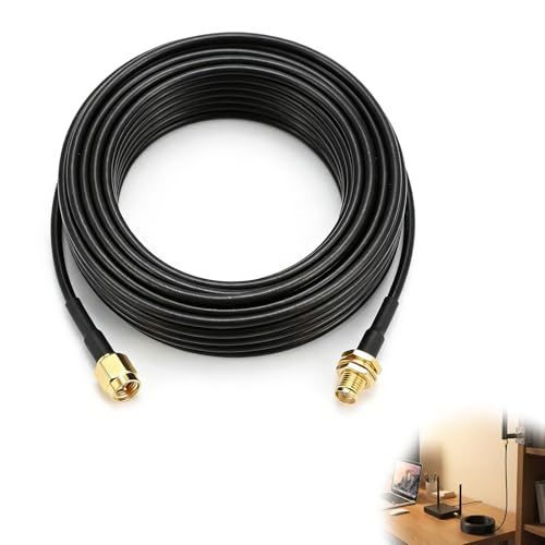 Jetstream Câble Rallonge SMA 5m, Câble Coaxial RG174, RG174 SMA Câble Coaxial Mâle à Femelle, compatible avec les Antennes, les Équipements de Réseau...