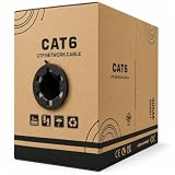 JUSTOP Bobine de Câbles Câble Ethernet LAN UTP CAT6 AWG23 en vrac Cat 6 CCA Câble RJ45 Cat 6 pour intérieur et extérieur Noir 305 m