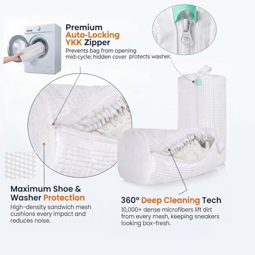 Shoe Washing Machine Bag 2 Pack, XL Sneaker Laundry Bag with Drying Bag by Relisure - Used condition - Image 6