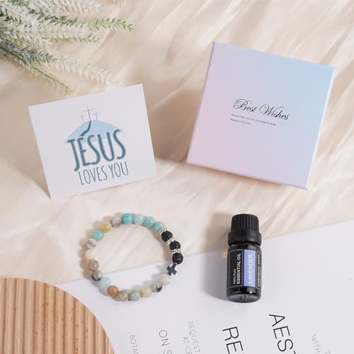 ToMike Christian Gifts for Women Natural Stone Bracelet with Lavender Essential Oil Christian Gifts for Women3