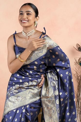 Image of Subham Women Saree Chandrakor Paithani Silk Cotton | Soft Daily Wear Golden Zari Sari with Unstitched Blouse
