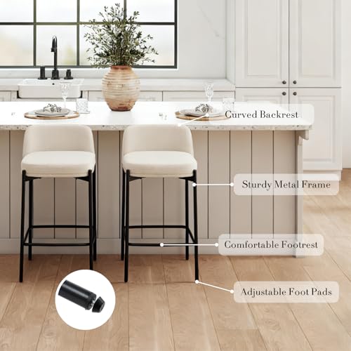 Image of 26 Inch Counter Height Bar Stools Set of 4, Modern Barstools, Beige