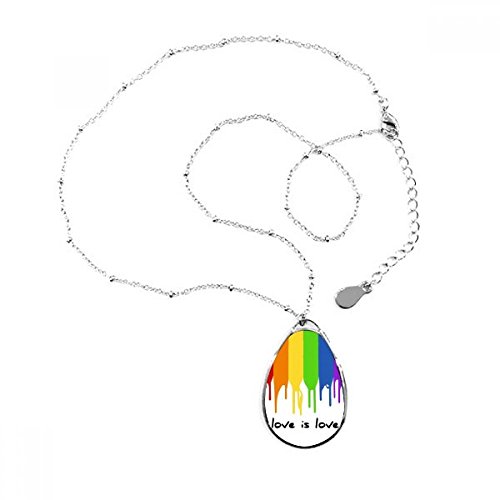 Collier LGBT arc-en-ciel en forme de goutte avec chaîne pendentif l'amour est amour