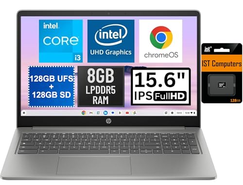 Image of HP Chromebook Plus 15 Laptop(15.6 inch FHD Anti-glare, Intel Core i3-N305, 8GB DDR5 RAM, 128GB UFS + 128GB SD Card)for Business & Students, Wi-Fi6, 1080p Webcam, 13-Hour Battery Life, Chrome OS (Renewed)