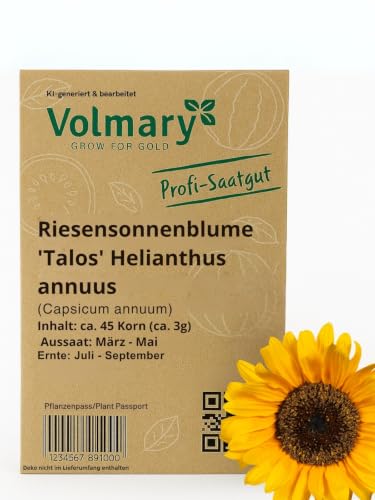 Riesensonnenblume Talos, Bio-Samen, beeindruckende Wuchskraft, strahlende, gelbe Blüten