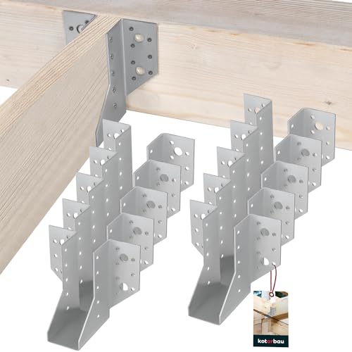 KOTARBAU® Juego de 10 zapatos de viga de 40 x 110 mm, conectores de madera de acero galvanizado, conectores de vigas de carga pesada, conectores de vigas de madera