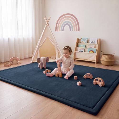 Image of 1.3 inch Thick Baby Play Mat for Floor,39x59 Memory Foam Tummy Time Mat