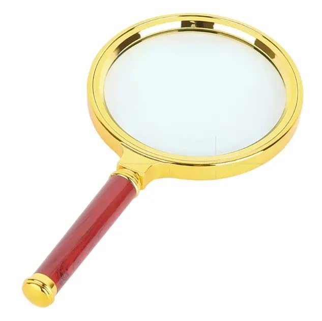 VIVITO 10X Handheld Magnifying Glass with Detachable Rosewood Handle | Optical Glass Lens | Ideal for Reading, Jewelry, Hobbies & Science Observation | Pack of 1 | (100 MM)