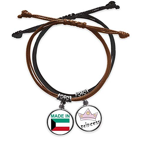 Pulsera de cuero Kuwait estilo princesa con cadena trenzada premium de DIYthinker