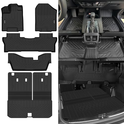 Naibeve Floor Mats for 2016-2022 Honda Pilot 8 Seats-Bench Seat(No Elite Models) for Honda Pilot Cargo Mat Trunk Mat with Backrest Mats Back Seat Cover Protector Accessories