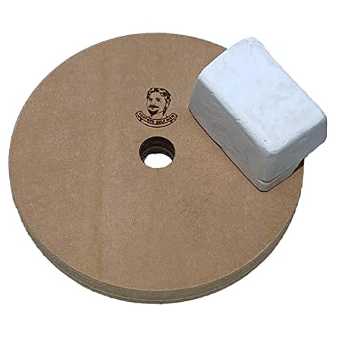 4" Diameter Leather Honing Wheel - Fits 1/2" Arbor - White Compound Included (1/2" Width) Cover