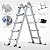 13.5FT Aluminum Foldabl Extension Ladder - Heavy-Duty A-Frame Adjustable Design for Home & Work, 330lbs Capacity, Retractable System with Safety Lock