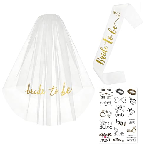 Allyix Wedding Veil, Veils for Women Wedding, 3Pcs Bachelorette Party