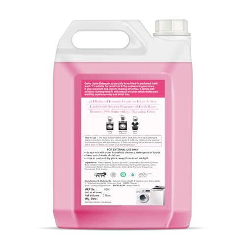 Image of Liquid Detergent 5 Litre, For Top Load and Front Load, Fresh Rose Fragrance, Detergent Liquid for Washing Machine - 5 Ltr