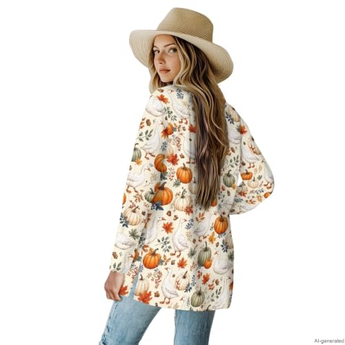 Image of Cardigan Sweaters for Women Long Sleeve Cardigan Soft Drape Open Front Fall Dusters V-Neck Jackets Dressy Loose Coat
