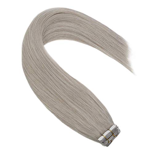 Grey Tape in Hair Extensions Human Hair 14inch 20pcs 50g