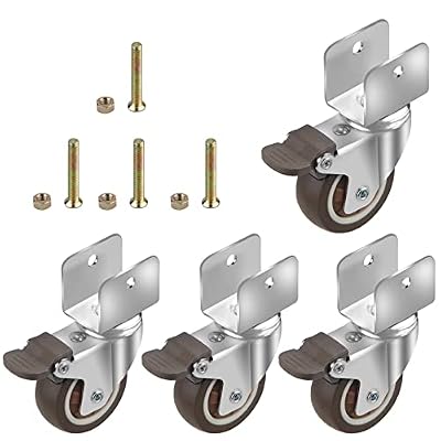 CPROSP 4 Redas para Cuna Ruedas con Freno en U φ50mm, Ruedas para Cuna de Bebe, Soporte Hasta 75KG, Ruedas Giratorias Silencio, Apto para Muebles, Soportes de Flores, Cunas, 25MM Apertura de la Placa