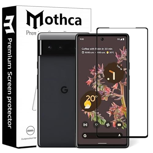 Image of Mothca Military-Grade Gorilla Tempered Glass Screen Protector for Google Pixel 6A | Black | Edge-to-Edge Full Screen Coverage | Scratch Resistant | Easy Installation Kit