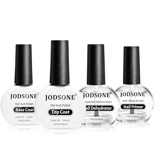 JODSONE 4x10ml Nail Primer & Top Coat Set - Glossy Quick-Dry