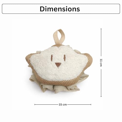Image of Luxe Home International Bath Sponge For Kids And Adult Microfibre Soft Shower Loofah Star Pattern Gentle Skin Exfoliating Body Scrubber For Toddler Beige 15x11cm Pack Of 1