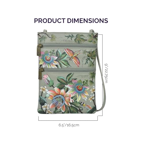 Image of Anuschka Women's Leather Crossbody Bag - Hand-Painted Genuine Leather Handbag with Pockets for Everyday Use - 448