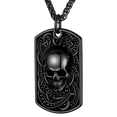 Collier squelette en acier inoxydable durable et pendentif runes Viking