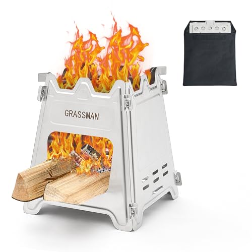 Camping Wood Stove Lightweight Stainless Steel Portable Stove Folding Wood Burning Stove for Outdoor Hiking Camping Picnic Traveling