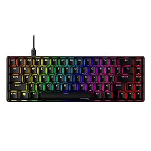 HYPERX 4P5D6AA Alloy Origins 65-Mechanical Gaming Keyboard-Ultra Compact 65% Form Factor – Red Switch (Linear)-Double shot PBT keycaps-RGB LED Backlit – Side Printed Secondary Functions,Black