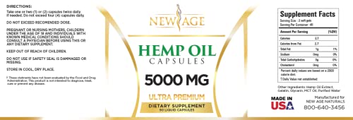 Hemp Oil Capsules Pills - 2 Pack - 5000 Hemp Oil Capsules - Made In The Usa - Maximum Value - Rich In Omega 3,6,& 9 #TOP5
