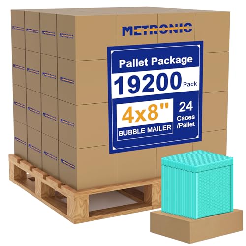 Metronic 19200枚パック バブルメーラー 4×8インチ ティール、使用可能サイズ 4x7 防水パッド入り封筒 セルフシール 小型バブルメーラー 配送用クッション ジュエリーメイクアップ用品 バルク包装 の商品画像