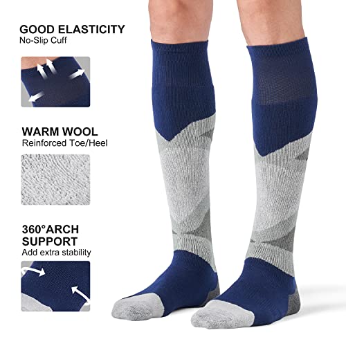 CS CELERSPORT 2/3 Pack Ski Socks for Womens and Mens with Full Cushion, Wool Winter Warm Socks for Skiing Snowboarding3